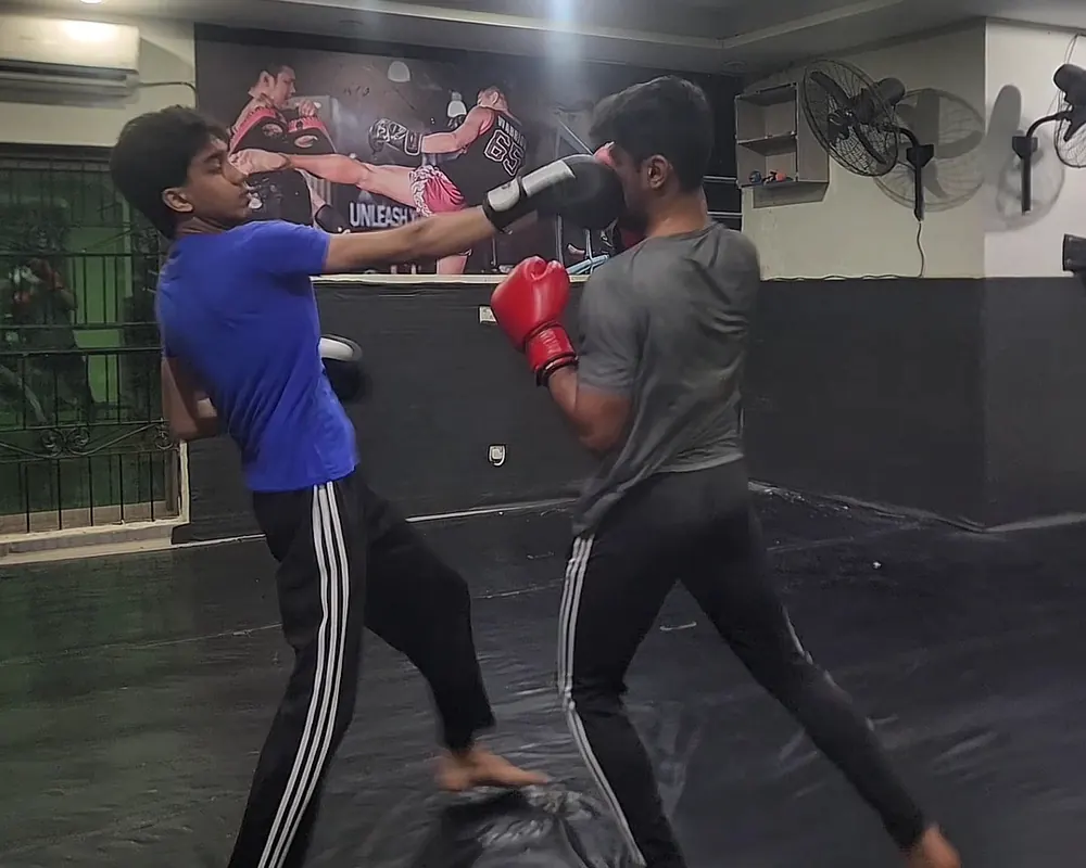 Two FightFit members sparring